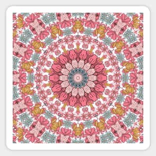 Flower and Hearts valentines and spring Kaleidoscope pattern (Seamless) 14 Sticker
